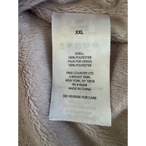 Free Country Women's Windbreaker Jacket 2XL Green Faux Fur Lined Hooded - Picture 9 of 13